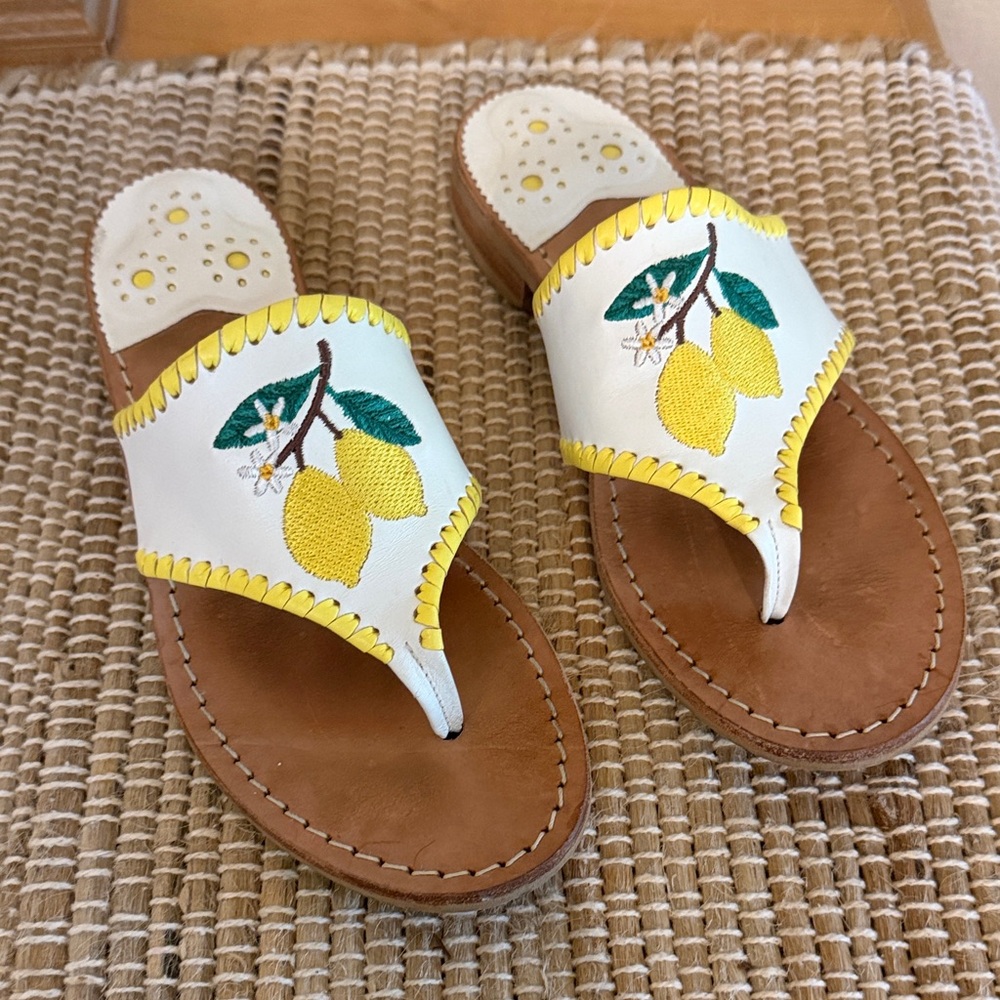 Jack Rogers Lemon Embroidered Sandals